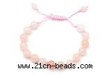 CGB8655 8mm,10mm round pink aventurine adjustable macrame bracelets