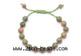 CGB8660 8mm,10mm round unakite adjustable macrame bracelets