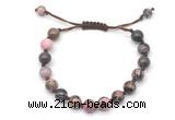 CGB8663 8mm,10mm round rhodonite adjustable macrame bracelets