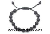 CGB8668 8mm,10mm round black lava adjustable macrame bracelets