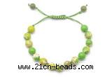 CGB8672 8mm,10mm round green sea sediment jasper adjustable macrame bracelets