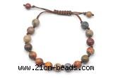 CGB8677 8mm,10mm round picasso jasper adjustable macrame bracelets