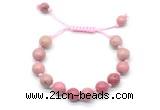 CGB8688 8mm,10mm round pink wooden jasper adjustable macrame bracelets