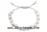 CGB8698 8mm,10mm round white crazy lace agate adjustable macrame bracelets