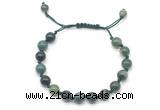 CGB8700 8mm,10mm round moss agate adjustable macrame bracelets