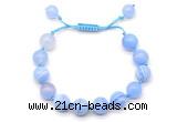 CGB8708 8mm,10mm round blue banded agate adjustable macrame bracelets