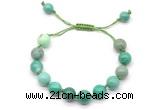 CGB8720 8mm,10mm round grass agate adjustable macrame bracelets