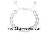 CGB8740 8mm,10mm round white crystal adjustable macrame bracelets