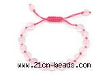 CGB8742 8mm,10mm round grade A rose quartz adjustable macrame bracelets