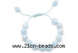 CGB8758 8mm,10mm round aquamarine adjustable macrame bracelets