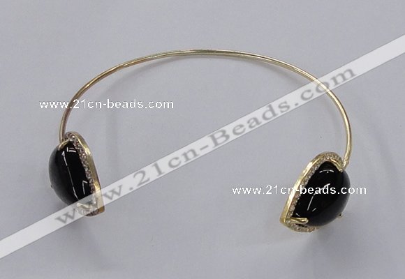 CGB876 15*20mm flat teardrop agate gemstone bangles wholesale