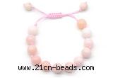 CGB8765 8mm,10mm round pink opal adjustable macrame bracelets