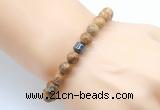 CGB8840 8mm, 10mm picture jasper & drum hematite power beads bracelets