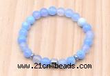 CGB8861 8mm, 10mm blue agate, drum & rondelle hematite beaded bracelets