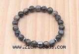 CGB8878 8mm, 10mm grey opal, drum & rondelle hematite beaded bracelets