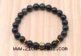 CGB8881 8mm, 10mm golden obsidian, drum & rondelle hematite beaded bracelets