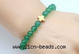 CGB8892 8mm, 10mm green agate & cross hematite power beads bracelets