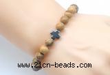 CGB8900 8mm, 10mm picture jasper & cross hematite power beads bracelets