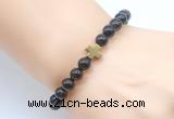 CGB8913 8mm, 10mm smoky quartz & cross hematite power beads bracelets