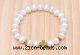 CGB8920 8mm, 10mm tibetan agate, cross & rondelle hematite beaded bracelets