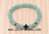 CGB8923 8mm, 10mm green aventurine, cross & rondelle hematite beaded bracelets