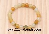 CGB8925 8mm, 10mm yellow aventurine, cross & rondelle hematite beaded bracelets