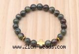 CGB8931 8mm, 10mm dragon blood jasper, cross & rondelle hematite beaded bracelets