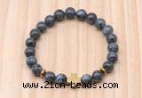 CGB8940 8mm, 10mm black labradorite, cross & rondelle hematite beaded bracelets