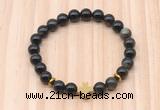 CGB8941 8mm, 10mm golden obsidian, cross & rondelle hematite beaded bracelets