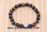 CGB8948 8mm, 10mm colorful tiger eye, cross & rondelle hematite beaded bracelets