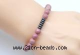 CGB8956 8mm, 10mm pink wooden jasper & rondelle hematite beaded bracelets