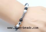 CGB8964 8mm, 10mm black & white jasper & rondelle hematite beaded bracelets