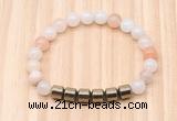 CGB8984 8mm, 10mm pink aventurine & drum hematite beaded bracelets