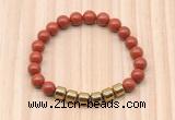 CGB8987 8mm, 10mm red jasper & drum hematite beaded bracelets