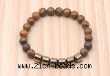 CGB8989 8mm, 10mm elephant skin jasper & drum hematite beaded bracelets