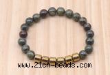 CGB8991 8mm, 10mm dragon blood jasper & drum hematite beaded bracelets