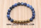 CGB9005 8mm, 10mm sodalite & drum hematite beaded bracelets