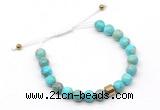 CGB9032 8mm, 10mm blue sea sediment jasper & drum hematite adjustable bracelets