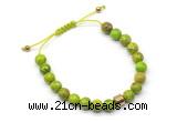 CGB9033 8mm, 10mm green sea sediment jasper & drum hematite adjustable bracelets