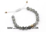 CGB9039 8mm, 10mm labradorite & drum hematite adjustable bracelets