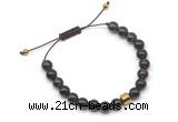 CGB9043 8mm, 10mm smoky quartz & drum hematite adjustable bracelets