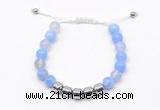 CGB9061 8mm, 10mm blue agate & drum hematite adjustable bracelets