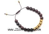 CGB9068 8mm, 10mm brecciated jasper & drum hematite adjustable bracelets