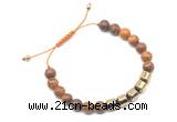 CGB9069 8mm, 10mm elephant skin jasper & drum hematite adjustable bracelets