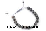 CGB9118 8mm, 10mm grey opal & rondelle hematite adjustable bracelets