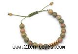 CGB9127 8mm, 10mm unakite & rondelle hematite adjustable bracelets