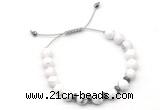 CGB9130 8mm, 10mm white howlite & rondelle hematite adjustable bracelets