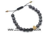 CGB9160 8mm, 10mm black labradorite & cross hematite adjustable bracelets