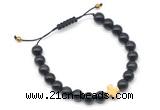 CGB9161 8mm, 10mm golden obsidian & cross hematite adjustable bracelets