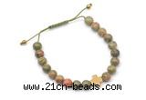 CGB9167 8mm, 10mm unakite & cross hematite adjustable bracelets